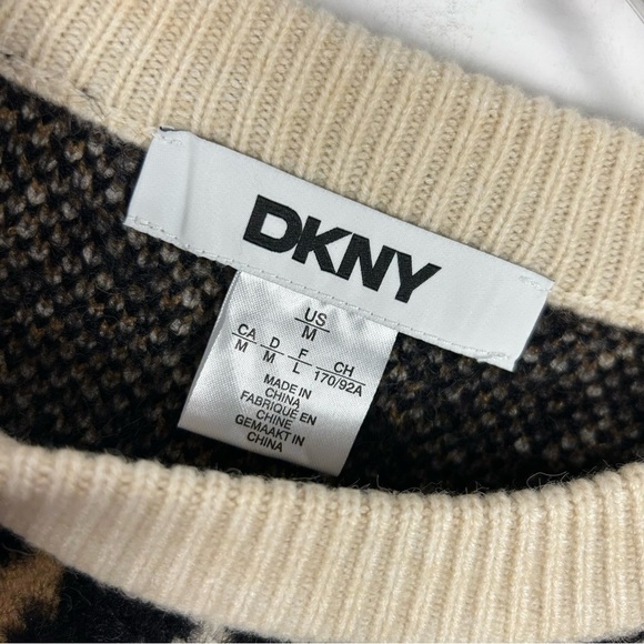 DKNY Women's Leopard Print Sweater - Black and Cream M - Picture 5 of 10